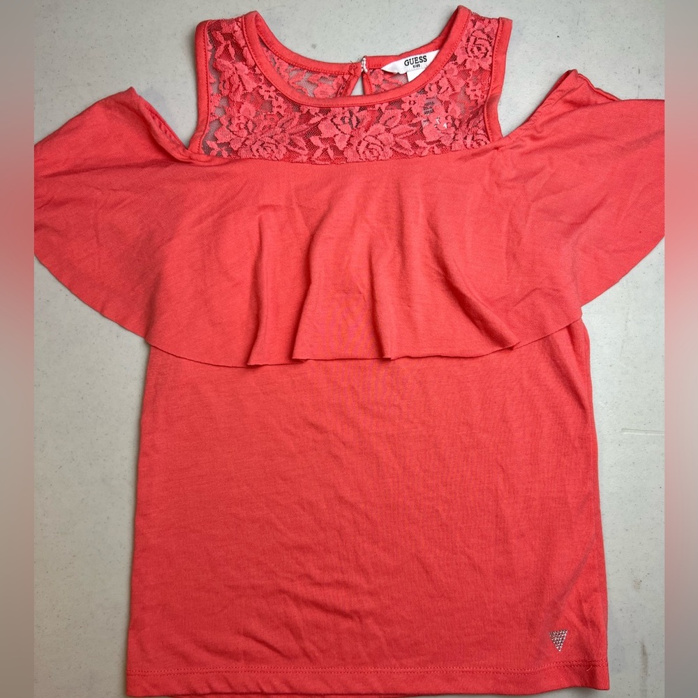 🔥GUESS KIDS cold shoulder girls top sz L(14)